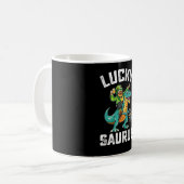 Lucky Saurus Dinosaur T Rex St Patrick's Day Kaffeetasse (Vorderseite Links)