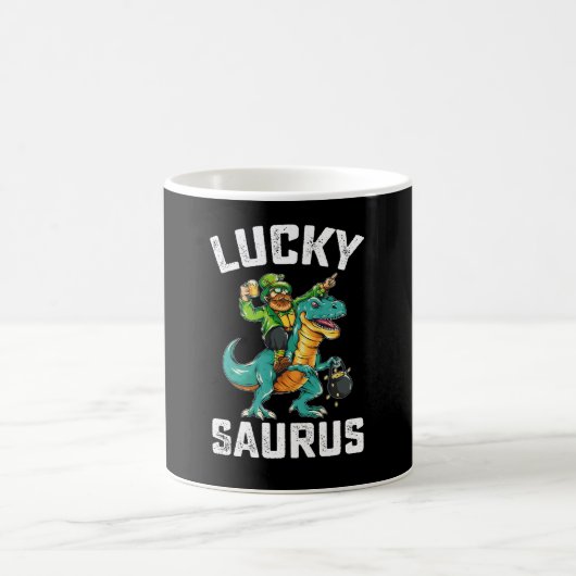 Lucky Saurus Dinosaur T Rex St Patrick's Day Kaffeetasse (Mittel)