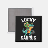 Lucky Saurus Dinosaur T Rex St Patrick's Day Magnet (Vorderseite/Rückseite)