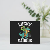 Lucky Saurus Dinosaur T Rex St Patrick's Day Postkarte (Stehend Vorderseite)