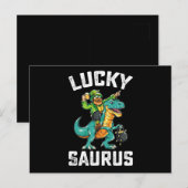 Lucky Saurus Dinosaur T Rex St Patrick's Day Postkarte (Vorne/Hinten)