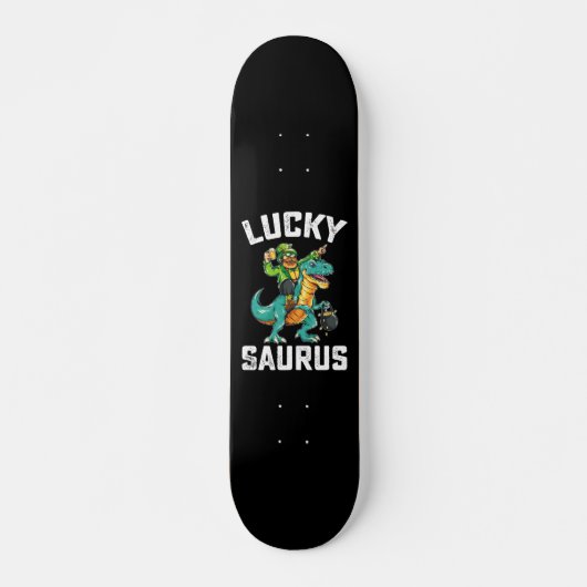 Lucky Saurus Dinosaur T Rex St Patrick's Day Skateboard (Vorne)