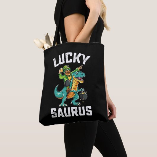 Lucky Saurus Dinosaur T Rex St Patrick's Day Tasche (Von Nahem)