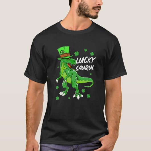 Lucky Saurus Funny Dinosaur Saints Patricks Day T-Shirt (Vorderseite)