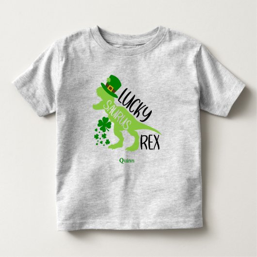 Lucky Saurus Rex Dinosaur St. Patrick's Day Kleinkind T-shirt (Vorderseite)