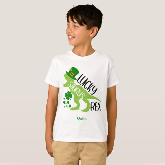 Lucky Saurus Rex Dinosaur St. Patrick's Day T-Shirt (Vorne ganz)