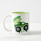 Lucky Saurus Rex Saint Patrick Dinosaur Kleeblatt Zweifarbige Tasse (Links)