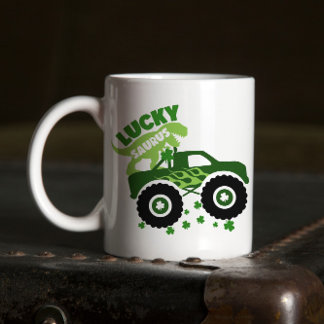Lucky Saurus Rex Saint Patrick Dinosaur Kleeblatt Zweifarbige Tasse