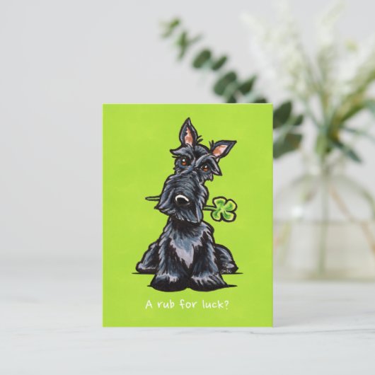 Lucky Scottie Dog Personalized Postkarte (Stehend Vorderseite)