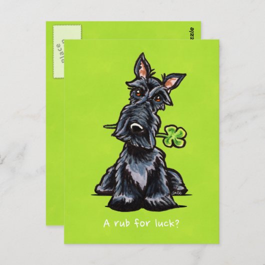 Lucky Scottie Dog Personalized Postkarte (Vorne/Hinten)