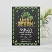 Lucky Seven Birthday Einladung St Patty's Day (Stehend Vorderseite)