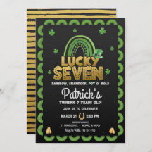 Lucky Seven Birthday Einladung St Patty's Day