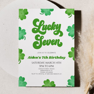 Lucky Seven Green Cloud 7. Geburtstagsparty Einladung