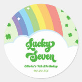 Lucky Seven Rainbow Clolies 7. Geburtstagsparty Runder Aufkleber (Vorderseite)