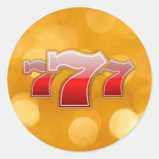 Lucky Seven - Rote Sieben im goldenen Hintergrund Runder Aufkleber (Vorderseite)