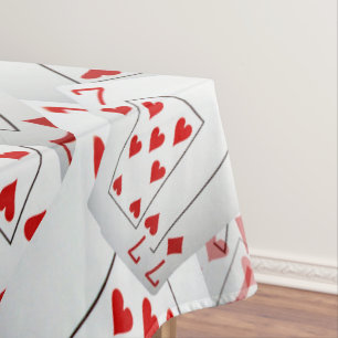 Lucky Sevens Diamonds and Hearts Poker Cards, Tischdecke