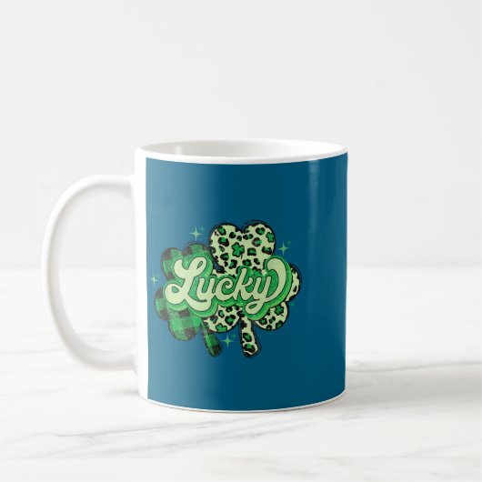 Lucky Shamrock Leopard,checkered Patricks Day Funn Kaffeetasse (Links)