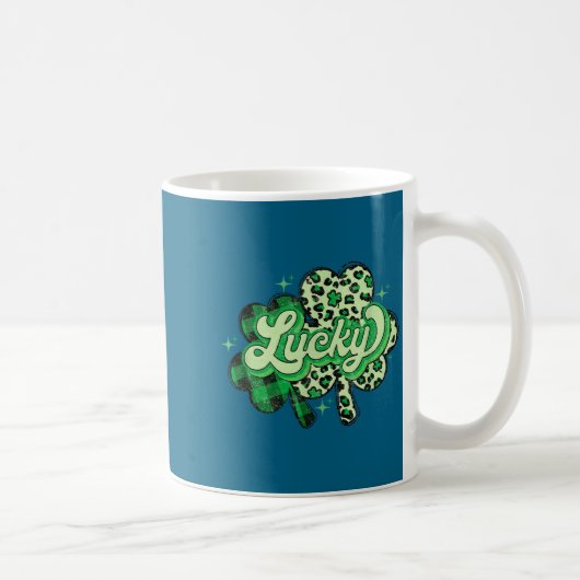 Lucky Shamrock Leopard,checkered Patricks Day Funn Kaffeetasse (Rechts)