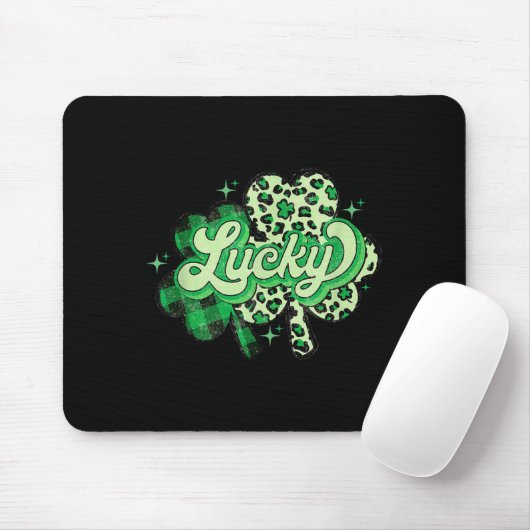 Lucky Shamrock Leopard,checkered Patricks Day Funn Mousepad (Mit Mouse)