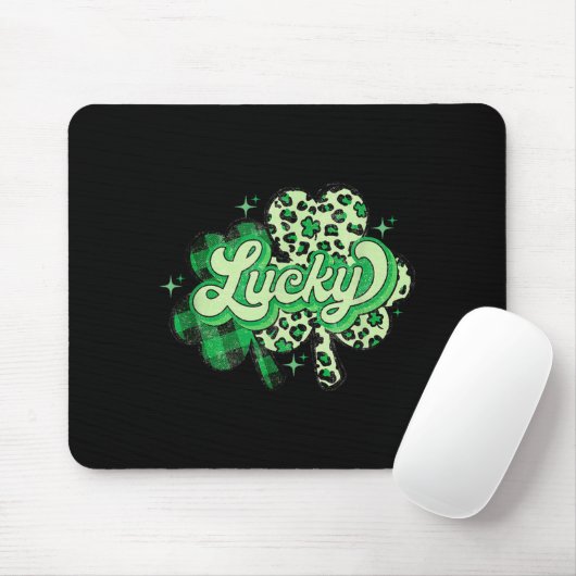 Lucky Shamrock Leopard,checkered Patricks Day Funn Mousepad (Mit Mouse)