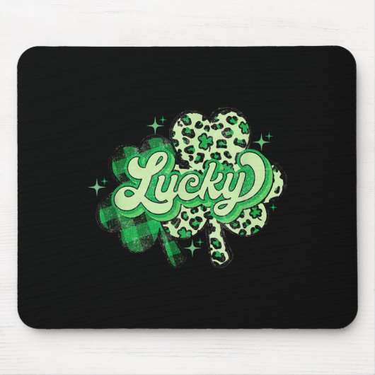 Lucky Shamrock Leopard,checkered Patricks Day Funn Mousepad (Vorne)