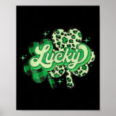 Lucky Shamrock Leopard,checkered Patricks Day Funn Poster (Vorne)