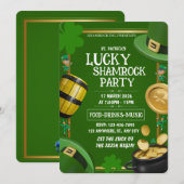Lucky Shamrock Party St. Paddy's Day Customizable Einladung (Vorne/Hinten)