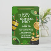Lucky Shamrock Party St. Paddy's Day Customizable Einladung (Stehend Vorderseite)
