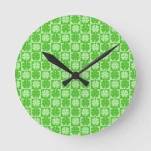 Lucky Shamrock Runde Wanduhr