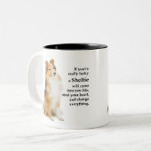 Lucky Sheltie Zweifarbige Tasse (Vorderseite Links)