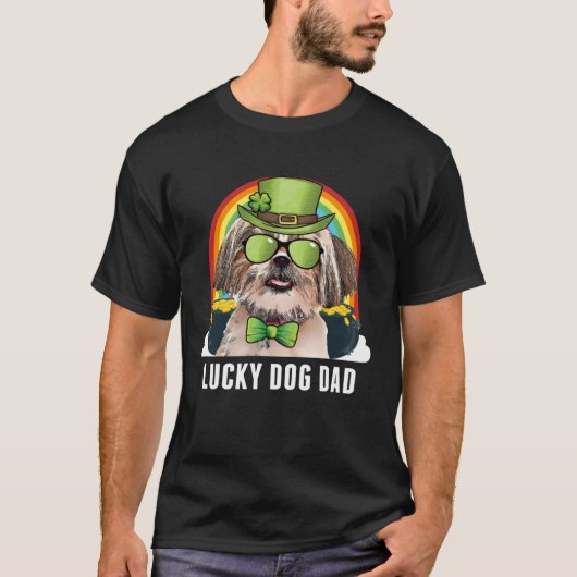 Lucky Shih Tzu Dog Dad St Patricks Day T-Shirt (Vorderseite)