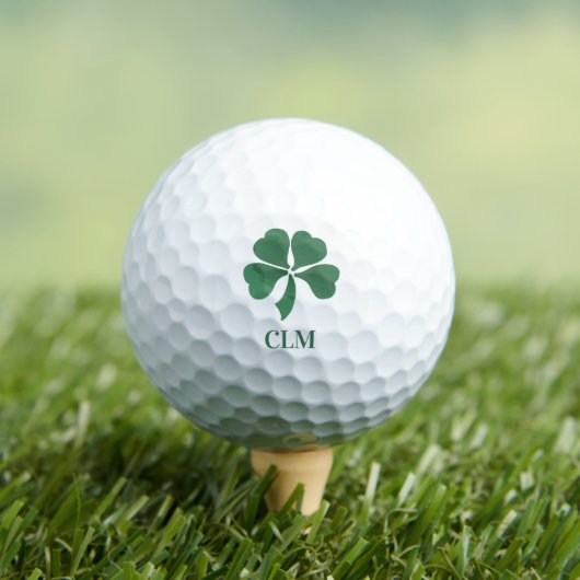 Lucky Shot Mit Monogramm Irish Four Leaf Clovers Golfball (Insitu T-Shirt)