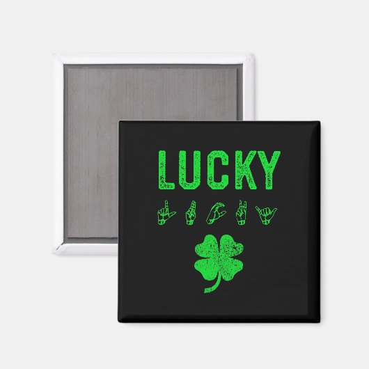 LUCKY Sign Language Deaf Awareness St Patricks Day Magnet (Vorderseite/Rückseite)