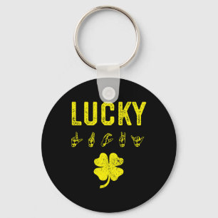 LUCKY Sign Language Deaf Awareness St Patricks Day Schlüsselanhänger