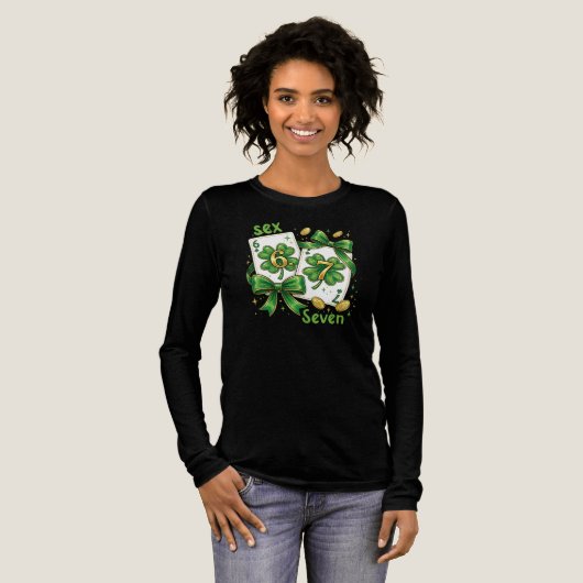 Lucky Six Seven Playing Cards, St Patricks Day Tri-Blend Shirt (Volle Vorderseite)