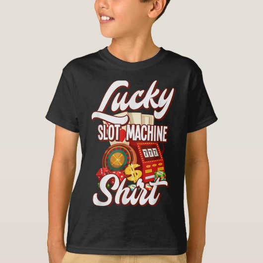 Lucky Slot Machine Casino Las Vegas Gambling T-Shirt (Vorderseite)
