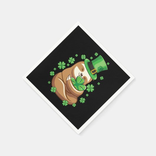 Lucky Sloth St Patricks Day Leprechaun Hat Shamroc Serviette (Ecke)