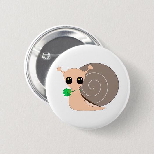 Lucky Snail mit Kleberknopf Button (Vorne & Hinten)