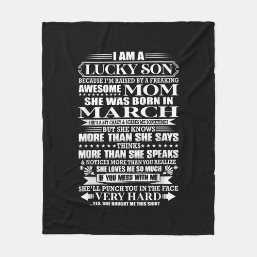 Lucky Son durch eine Phantastische Mama Geschenk f Fleecedecke (Vorderseite)