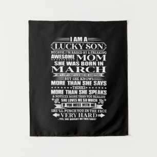 Lucky Son durch eine Phantastische Mama Geschenk f Wandteppich