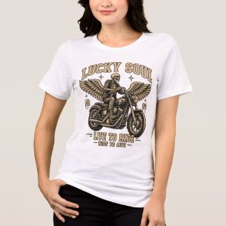 Lucky Soul 1991 Live To Ride Biker-Skelett Vintage Tri-Blend Shirt