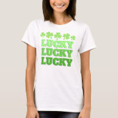 Lucky St. Patrick Day Glücklicher grüner Text T-Shirt (Vorderseite)