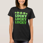 Lucky St. Patrick Day Glücklicher grüner Text T-Shirt (Vorderseite)