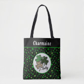 Lucky St Patrick Shamrock Green Black Cat Print   Tasche (Vorderseite)
