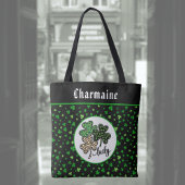 Lucky St Patrick Shamrock Green Black Cat Print   Tasche
