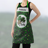 Lucky St Patrick Shamrock Grün Schwarz Katzen Druc Schürze