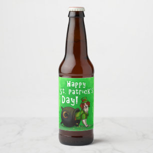 Lucky St. Patrick's Day Dog Bierflaschenetikett