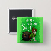 Lucky St. Patrick's Day Dog Button (Vorne & Hinten)