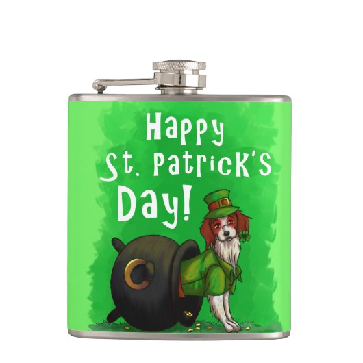 Lucky St. Patrick's Day Dog Flachmann (Vorderseite)