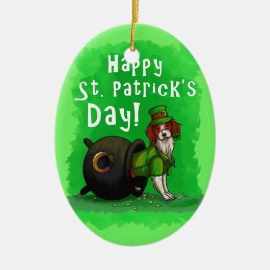 Lucky St. Patrick's Day Dog Keramik Ornament (Vorne)